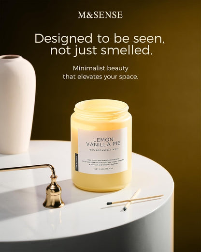 Lemon Vanilla Home Scented Candles, 19.4oz Natural Soy Wax, 110H | Large Long Lasting, Organic Non Toxic, Citrus Scent for Relaxation Odor Eliminating, Housewarming Fragrance for Men Women