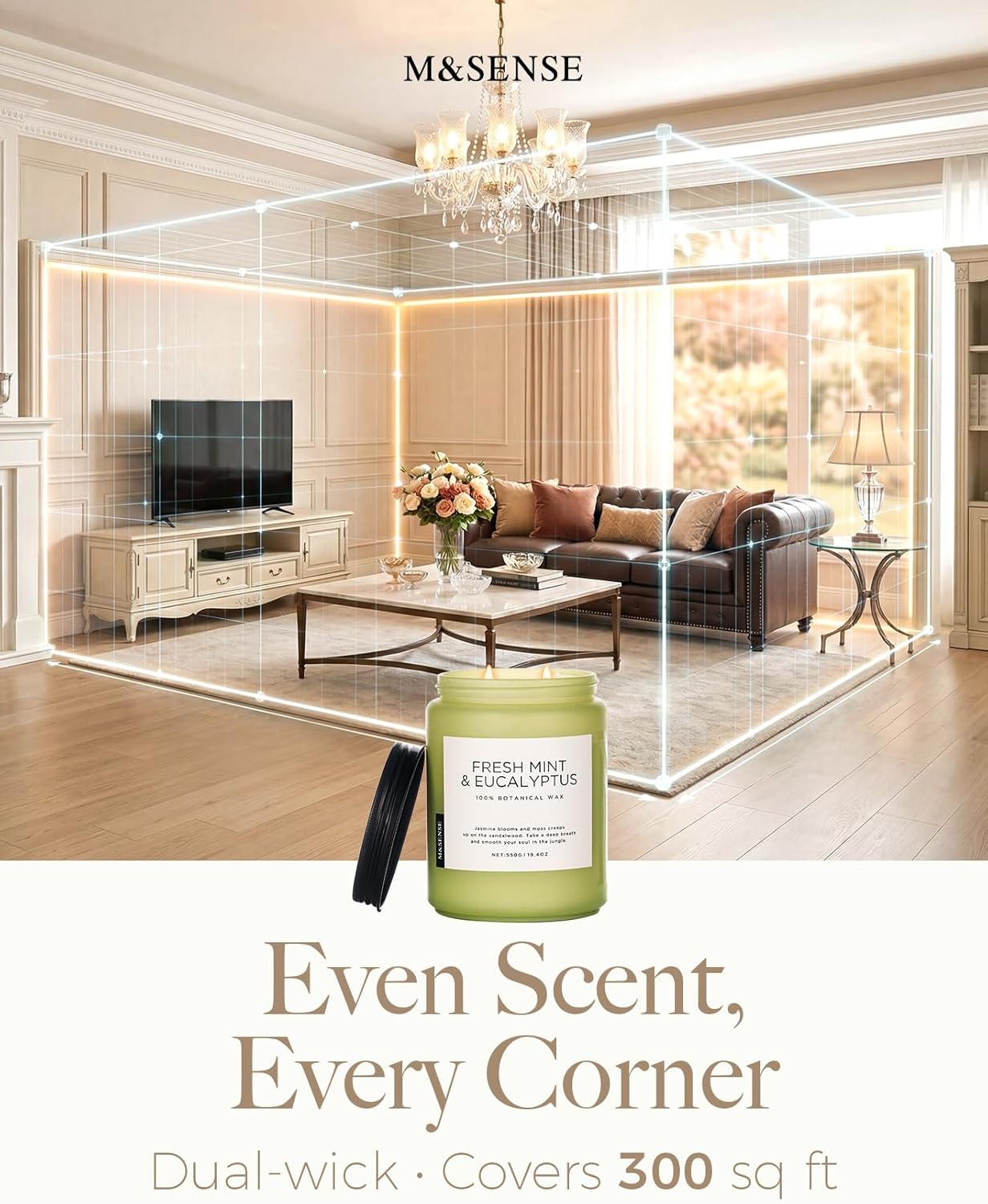 Lemon Vanilla Home Scented Candles, 19.4oz Natural Soy Wax, 110H | Large Long Lasting, Organic Non Toxic, Citrus Scent for Relaxation Odor Eliminating, Housewarming Fragrance for Men Women