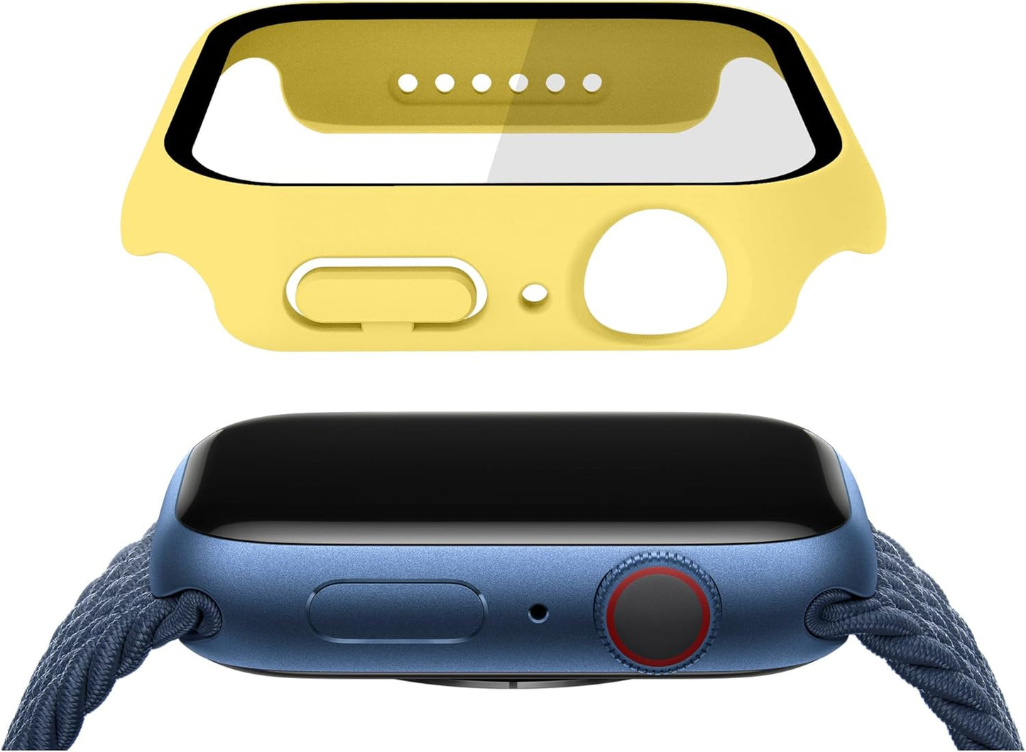 2 in 1 Design Hard PC Case with Tempered Glass Screen Protector for Apple Watch 10/11,Ultra-Thin Scratch Resistant Smartwatch Cover for iWatch 42mm Accessories - Yellow