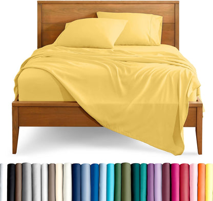 King Sheet Set - 1800 Ultra-Soft Microfiber King Bed Sheets - Double Brushed - Deep Pockets - Easy Fit - 4 Piece Set - Bedding Sheets & Pillowcases (King, Lemon Drop)