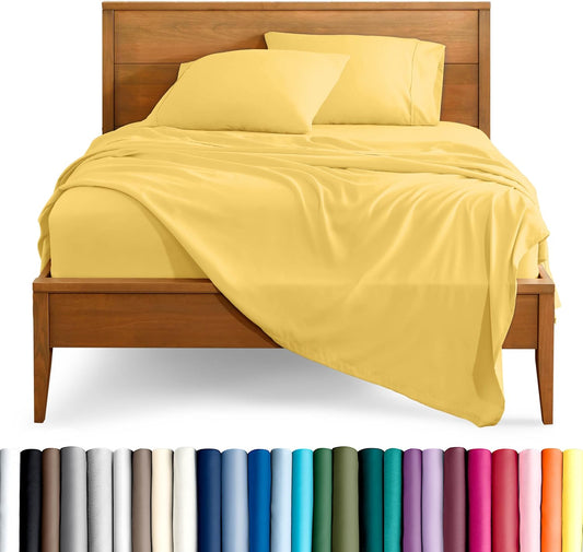 King Sheet Set - 1800 Ultra-Soft Microfiber King Bed Sheets - Double Brushed - Deep Pockets - Easy Fit - 4 Piece Set - Bedding Sheets & Pillowcases (King, Lemon Drop)