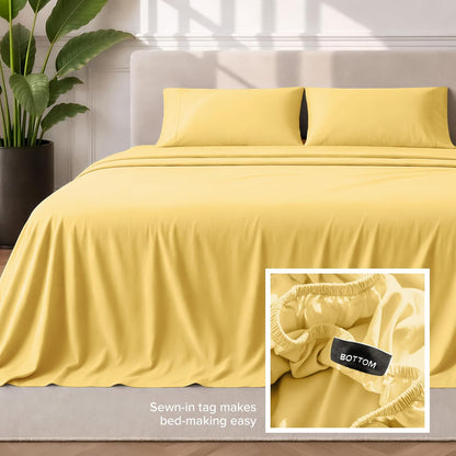 King Sheet Set - 1800 Ultra-Soft Microfiber King Bed Sheets - Double Brushed - Deep Pockets - Easy Fit - 4 Piece Set - Bedding Sheets & Pillowcases (King, Lemon Drop)