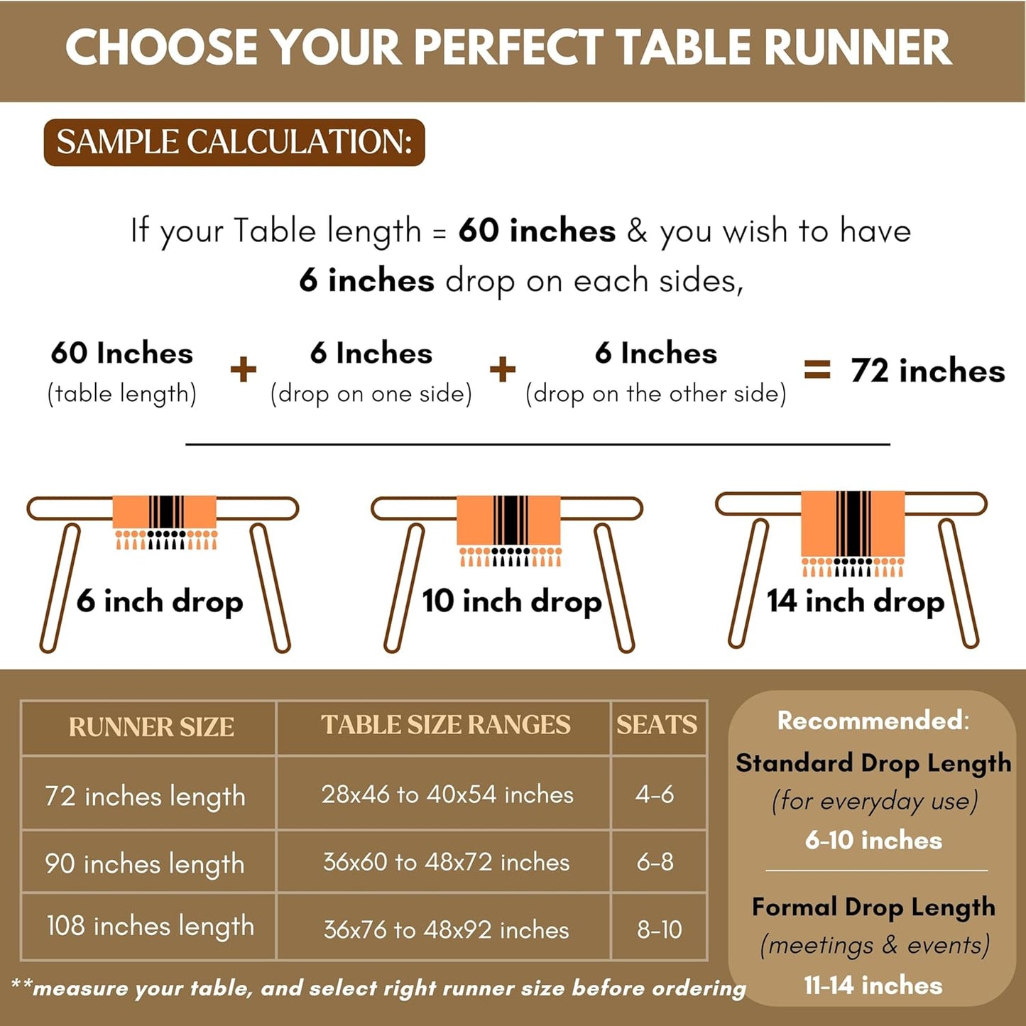 Yellow Stripe Table Runner - 72 Inches Long Table Covers with Tassels - 100% Cotton, Soft, Non Slip Tablerunner for Dining, Kitchen, Dresser, Events - Mustard Yellow and White (14"x72")