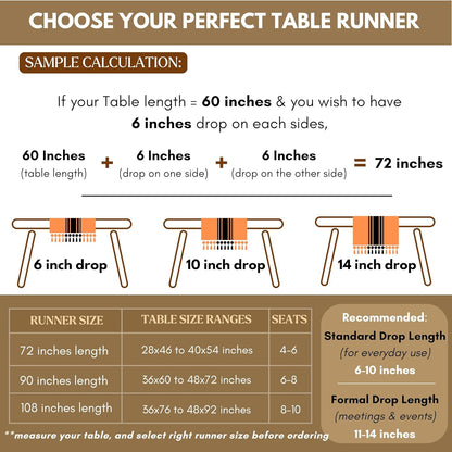 Yellow Stripe Table Runner - 72 Inches Long Table Covers with Tassels - 100% Cotton, Soft, Non Slip Tablerunner for Dining, Kitchen, Dresser, Events - Mustard Yellow and White (14"x72")