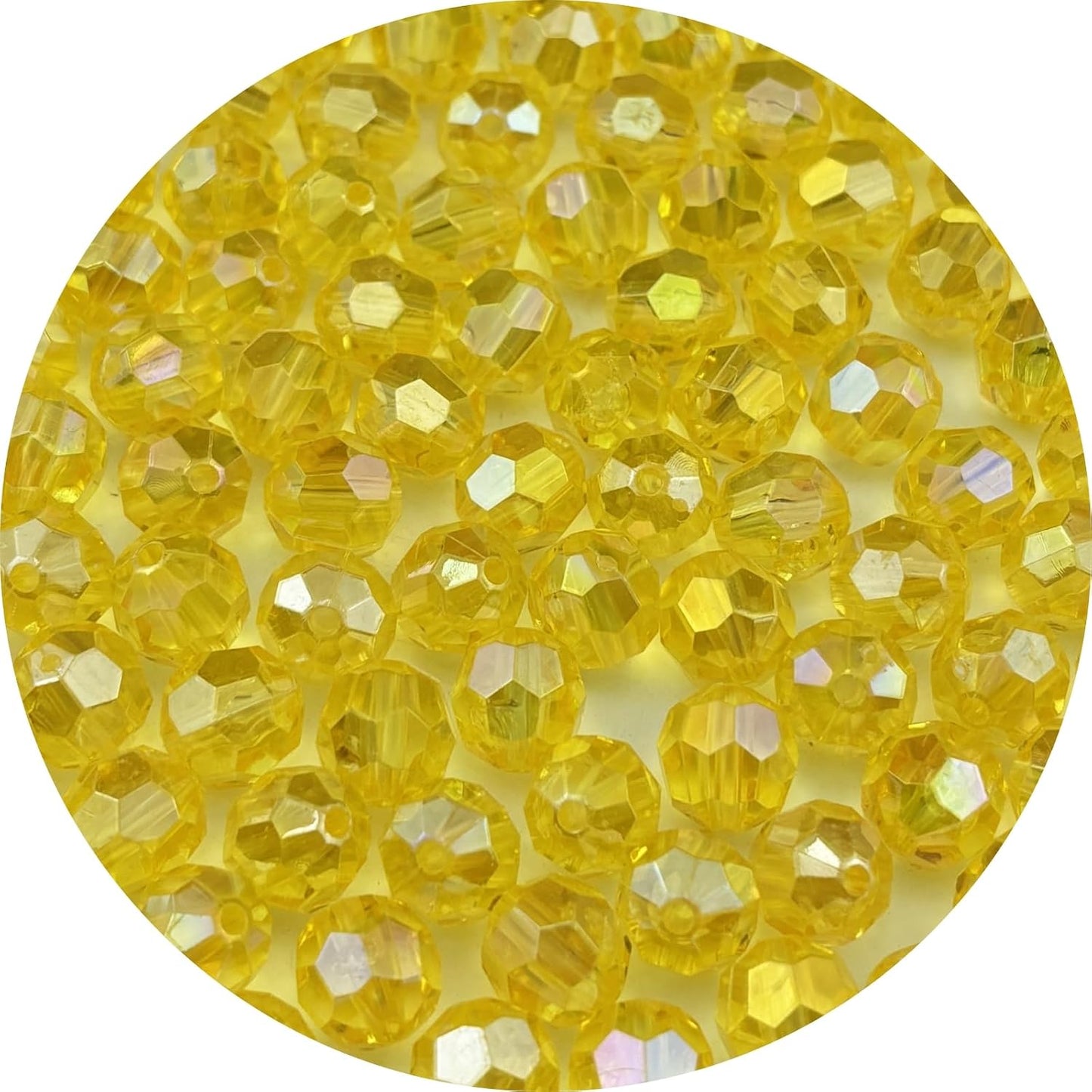 1000pcs 6mm Acrylic Faceted Round Beads AB Colors Glossy Acrylic Beads Round Spacer Beads with Hole for DIY Bracelet Necklace Jewelry Making Supplies Handmade Craft(Yellow AB)