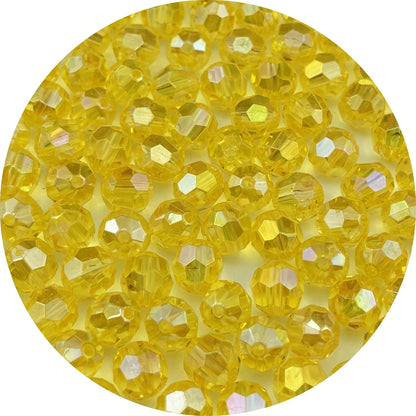 1000pcs 6mm Acrylic Faceted Round Beads AB Colors Glossy Acrylic Beads Round Spacer Beads with Hole for DIY Bracelet Necklace Jewelry Making Supplies Handmade Craft(Yellow AB)