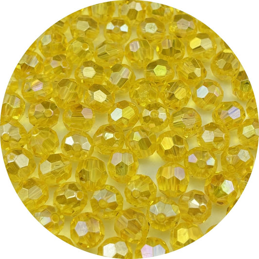 1000pcs 6mm Acrylic Faceted Round Beads AB Colors Glossy Acrylic Beads Round Spacer Beads with Hole for DIY Bracelet Necklace Jewelry Making Supplies Handmade Craft(Yellow AB)