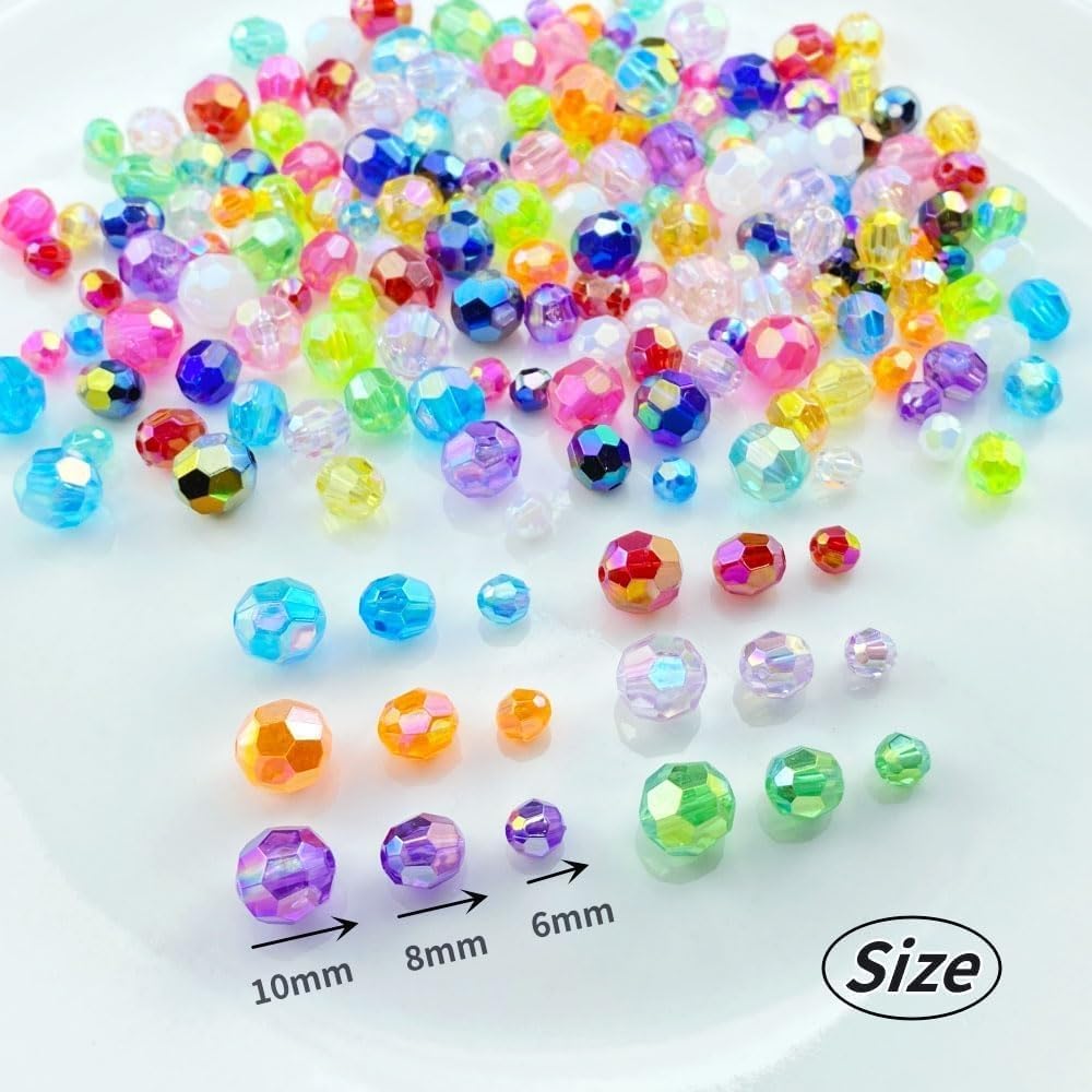 1000pcs 6mm Acrylic Faceted Round Beads AB Colors Glossy Acrylic Beads Round Spacer Beads with Hole for DIY Bracelet Necklace Jewelry Making Supplies Handmade Craft(Yellow AB)