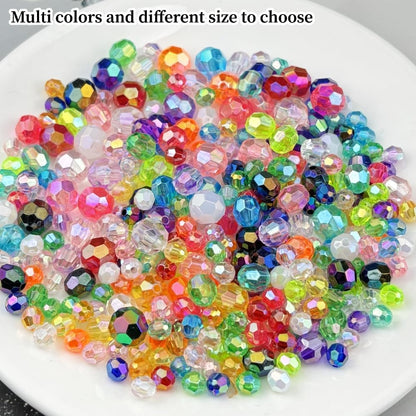 1000pcs 6mm Acrylic Faceted Round Beads AB Colors Glossy Acrylic Beads Round Spacer Beads with Hole for DIY Bracelet Necklace Jewelry Making Supplies Handmade Craft(Yellow AB)