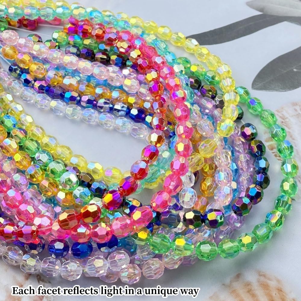 1000pcs 6mm Acrylic Faceted Round Beads AB Colors Glossy Acrylic Beads Round Spacer Beads with Hole for DIY Bracelet Necklace Jewelry Making Supplies Handmade Craft(Yellow AB)