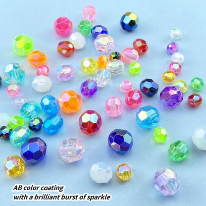 1000pcs 6mm Acrylic Faceted Round Beads AB Colors Glossy Acrylic Beads Round Spacer Beads with Hole for DIY Bracelet Necklace Jewelry Making Supplies Handmade Craft(Yellow AB)