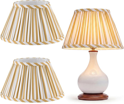 2 Pack Small Pleated Lamp Shades, 5" Top x 10" Bottom x 5.5" High Bell Fabric Shades for Table Lamps, Small Replacement Lampshades for Table Bedroom Home Decor(Yellow)