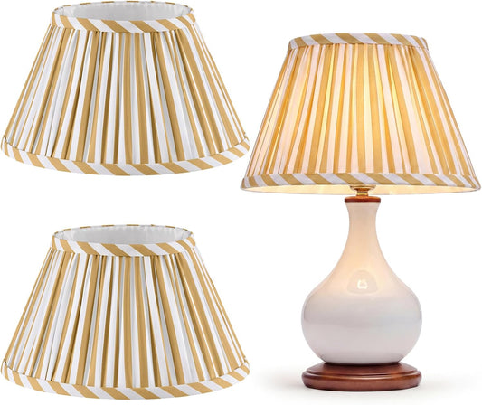 2 Pack Small Pleated Lamp Shades, 5" Top x 10" Bottom x 5.5" High Bell Fabric Shades for Table Lamps, Small Replacement Lampshades for Table Bedroom Home Decor(Yellow)