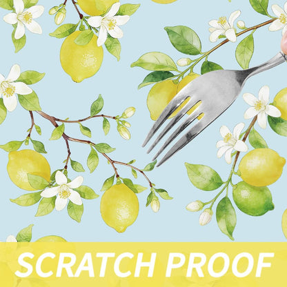 Outdoor Tablecloth with Umbrella Hole, Waterproof Round Fitted Tablecloth with Elastic Zipper, Wipeable Table Cloth Cover for Party, Picnic, Patio Fits 47"-55" Patio Tables(Lemon)
