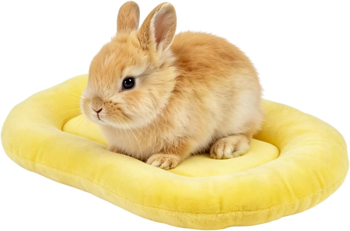 Cozy Crystal Velvet Rabbit Bed Pad, Soft Pet Cushion for Small Animals, Non-Slip Washable Mat for Bunny Guinea Pig Hamster, Warm Plush Sleep Nest for Indoor Use (Yellow,X-Small)