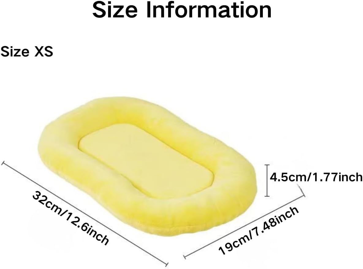Cozy Crystal Velvet Rabbit Bed Pad, Soft Pet Cushion for Small Animals, Non-Slip Washable Mat for Bunny Guinea Pig Hamster, Warm Plush Sleep Nest for Indoor Use (Yellow,X-Small)