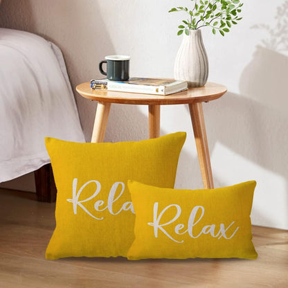 Relax Lumbar Throw Pillow Case 12×20 Inch Housewarming Gifts Farmhouse Yellow Decorative Rectangular/Waist Cushion Cover for Sofa Beach Porch Bench Decor (12"×20", Yellow)
