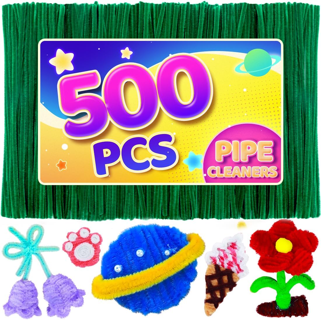 200pcs Pipe Cleaners, Yellow Pipe Cleaners Craft Supplies,Chenille Stems for DIY Arts Crafts Project(Yellow)