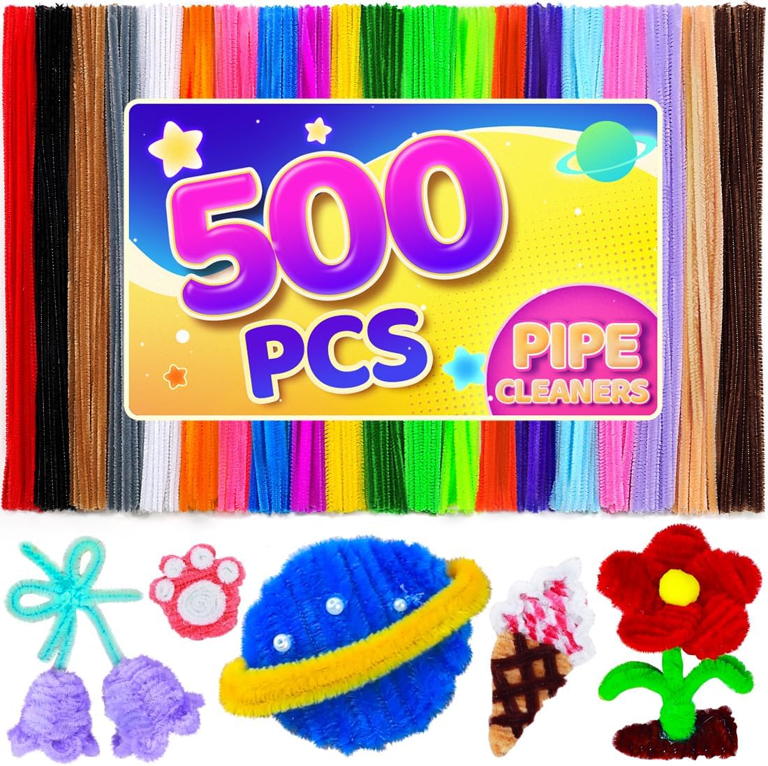 200pcs Pipe Cleaners, Yellow Pipe Cleaners Craft Supplies,Chenille Stems for DIY Arts Crafts Project(Yellow)