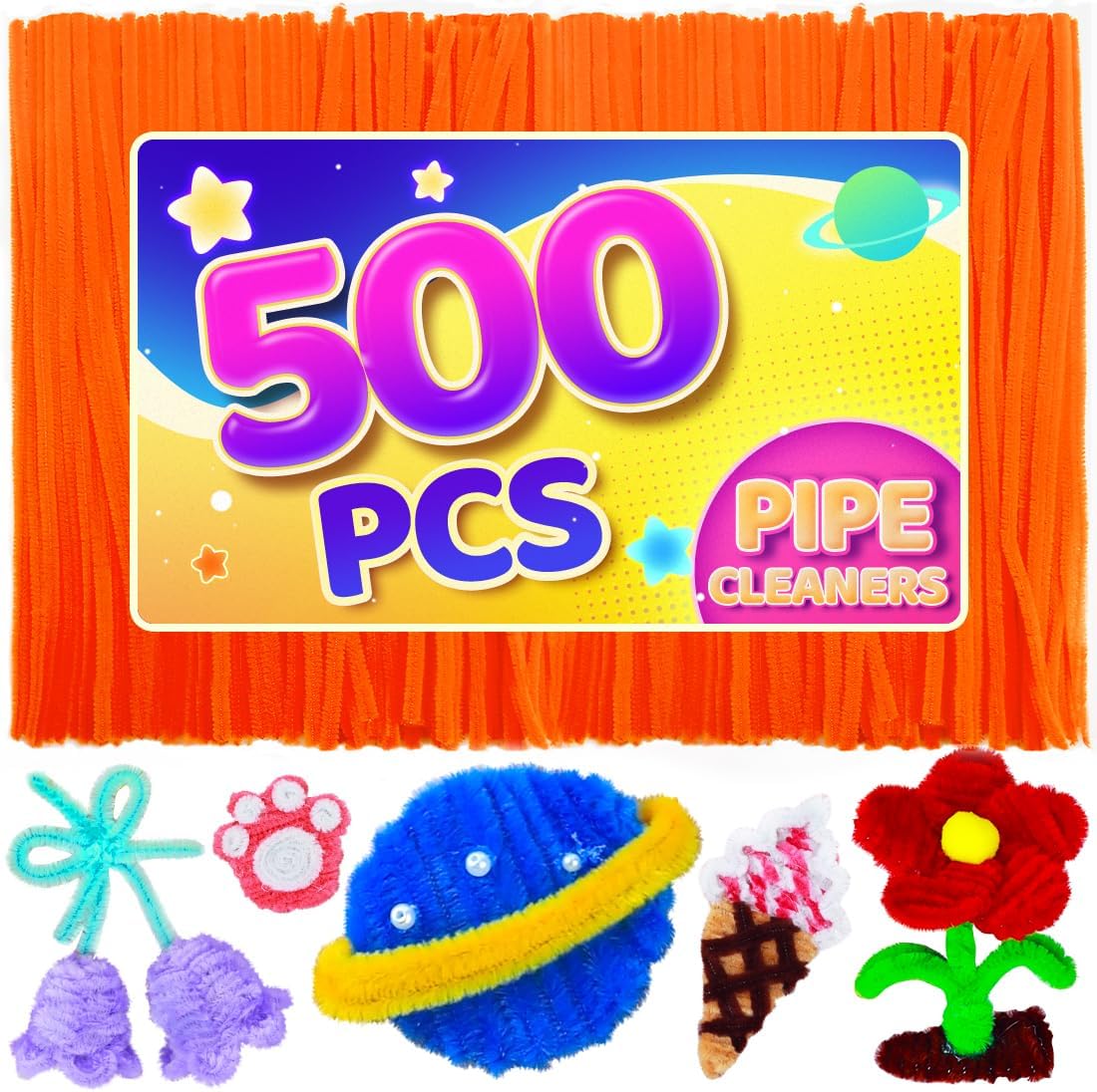 200pcs Pipe Cleaners, Yellow Pipe Cleaners Craft Supplies,Chenille Stems for DIY Arts Crafts Project(Yellow)
