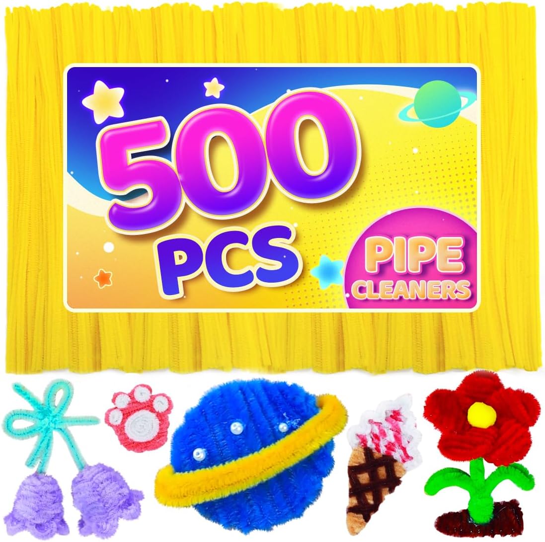 200pcs Pipe Cleaners, Yellow Pipe Cleaners Craft Supplies,Chenille Stems for DIY Arts Crafts Project(Yellow)