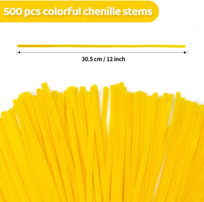 200pcs Pipe Cleaners, Yellow Pipe Cleaners Craft Supplies,Chenille Stems for DIY Arts Crafts Project(Yellow)