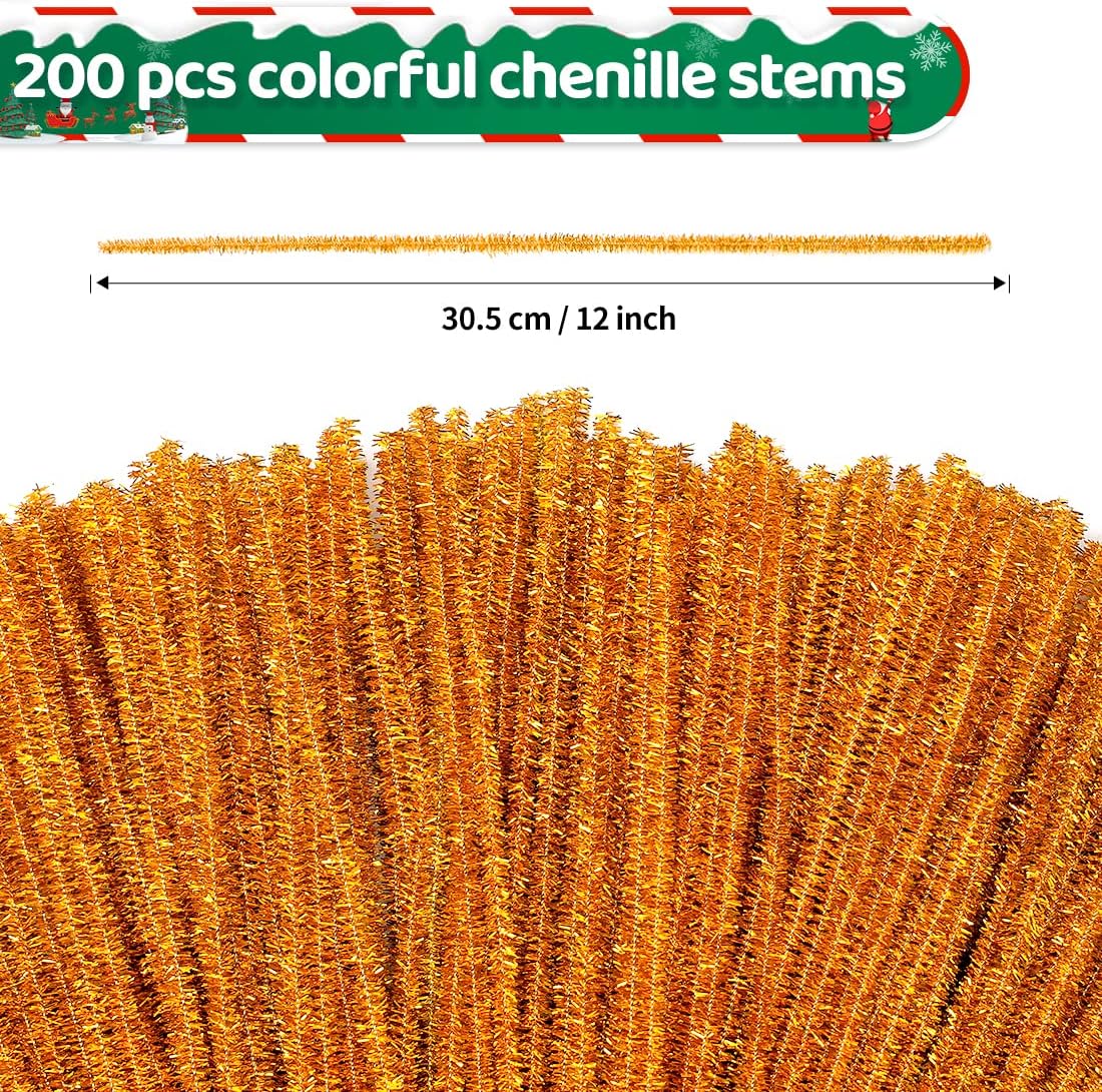 200pcs Pipe Cleaners, Yellow Pipe Cleaners Craft Supplies,Chenille Stems for DIY Arts Crafts Project(Yellow)