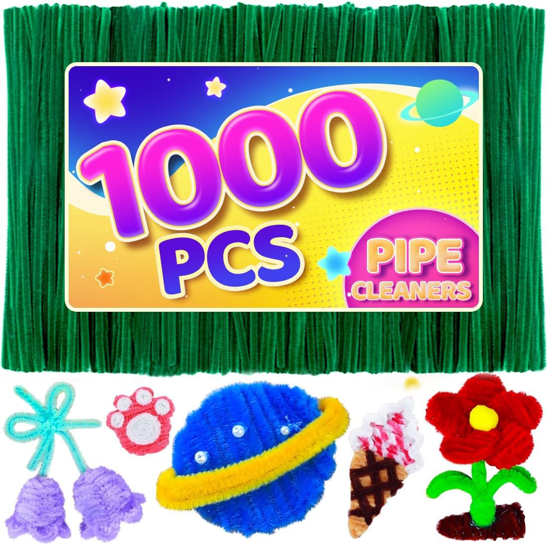 200pcs Pipe Cleaners, Yellow Pipe Cleaners Craft Supplies,Chenille Stems for DIY Arts Crafts Project(Yellow)