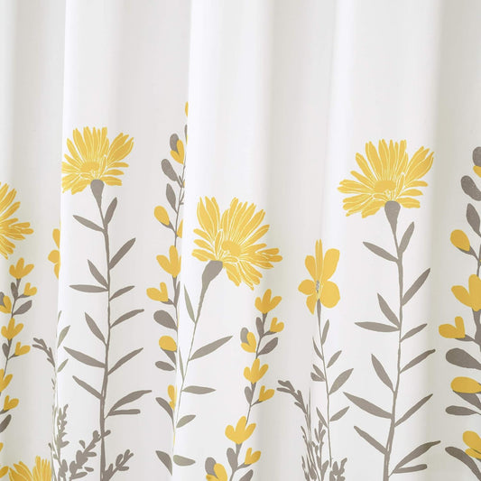 Aprile Floral Shower Curtain Single 72" W x 72" L, Yellow & Gray - Floral Shower Curtains - Bathroom Décor - Cottage Shower Curtain