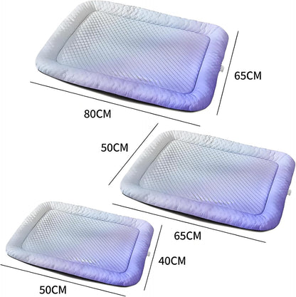 Pet Cooling Pad Mat for Dogs and Cats - Ice Silk Summer Cool Bed Blanket, for Dog Beds, Car, Indoor & Outdoor Use, Summer Cat Bed, Cool Pet Pad, Gel-Free (Gradient Yellow,S-11.8 * 15.7in)
