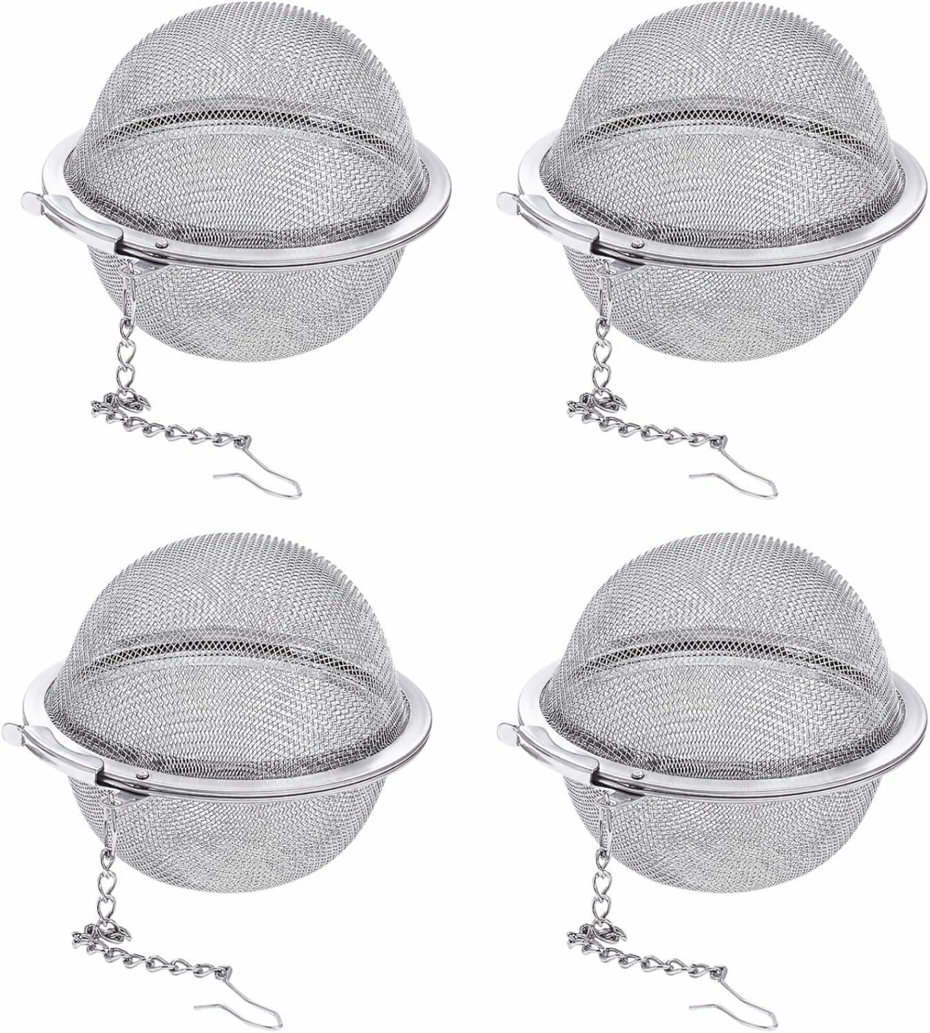 4Pcs 304 Stainless Steel Tea Infuser for Loose Leaf Tea, Extra-Fine Mesh Tea Strainer Ball, Tea Diffuser with Long Chain for Mug & Teapot, Reusable Tea Infusers for Herbal Tea & Spices