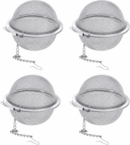 4Pcs 304 Stainless Steel Tea Infuser for Loose Leaf Tea, Extra-Fine Mesh Tea Strainer Ball, Tea Diffuser with Long Chain for Mug & Teapot, Reusable Tea Infusers for Herbal Tea & Spices