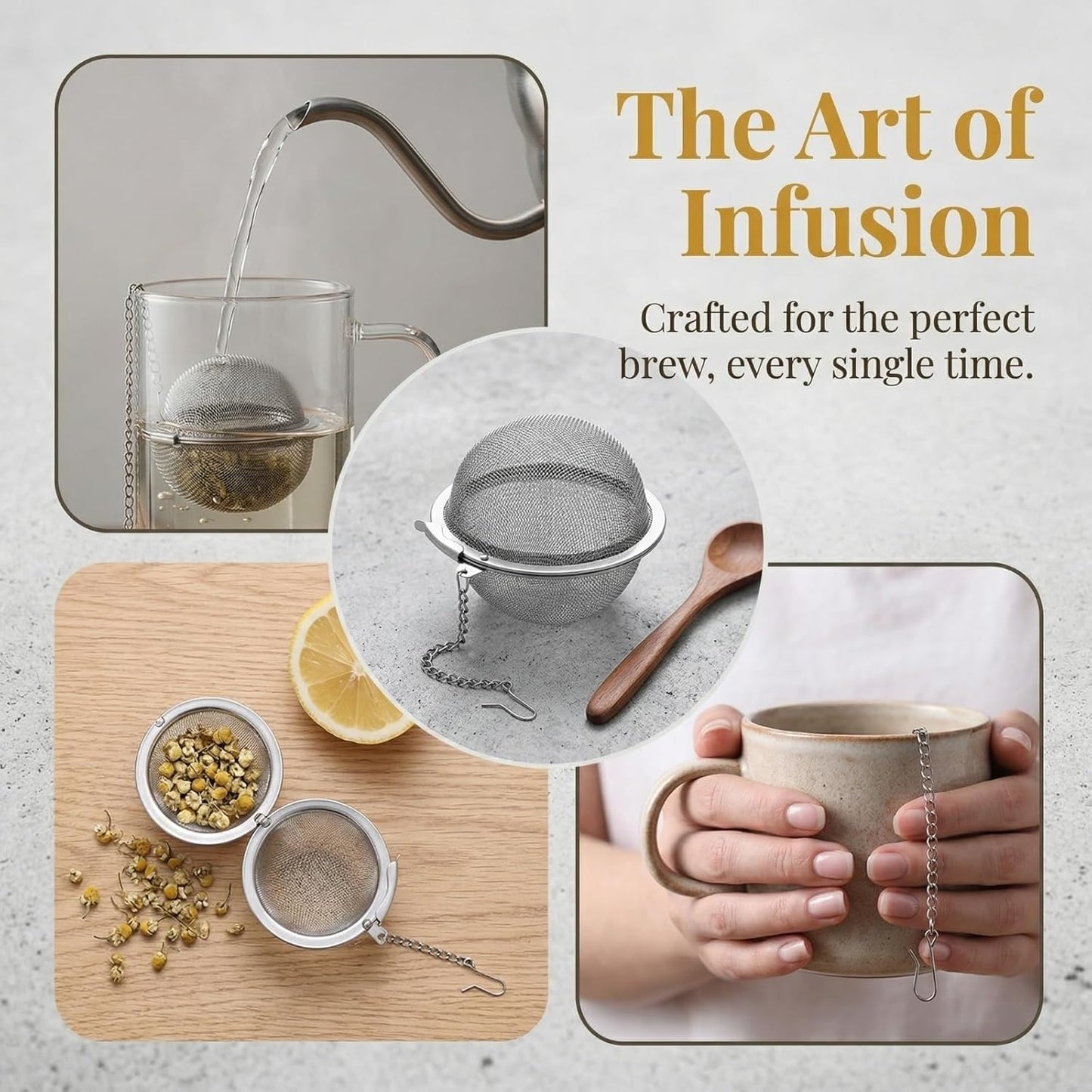 4Pcs 304 Stainless Steel Tea Infuser for Loose Leaf Tea, Extra-Fine Mesh Tea Strainer Ball, Tea Diffuser with Long Chain for Mug & Teapot, Reusable Tea Infusers for Herbal Tea & Spices