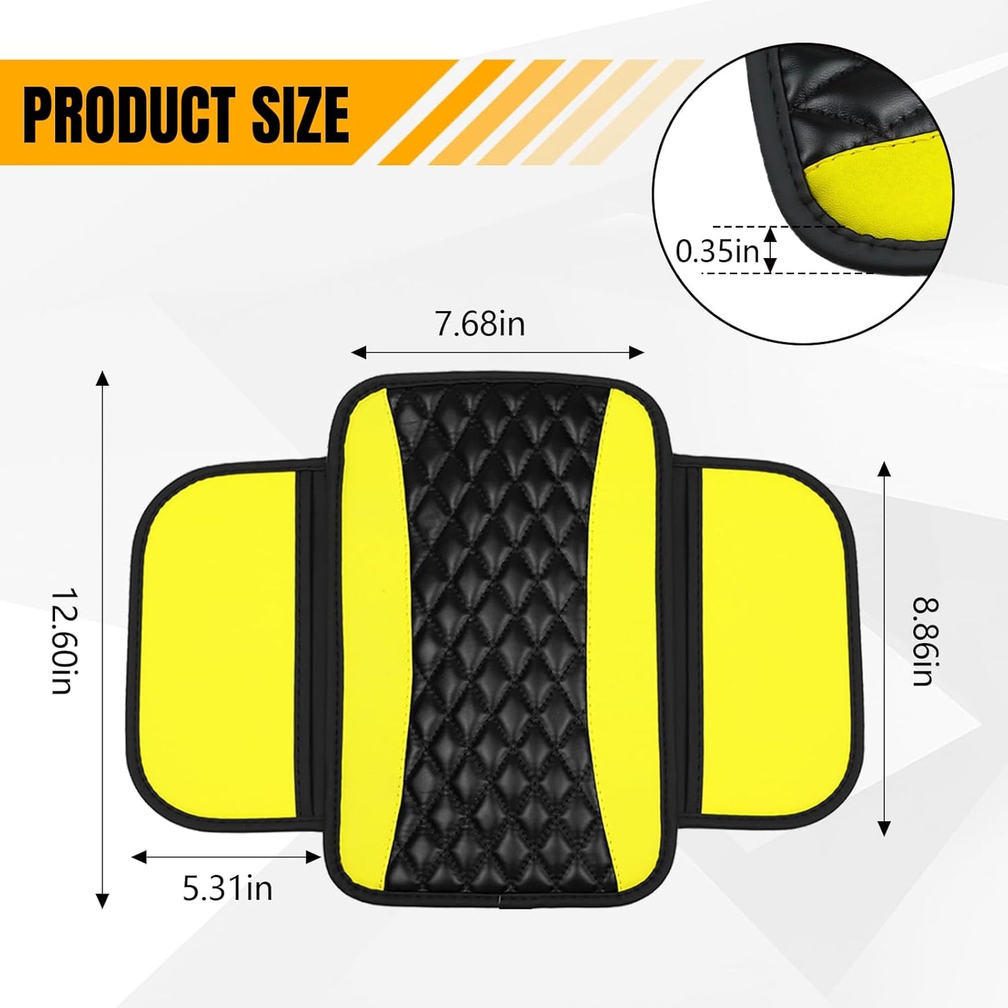 8PCS Car Accessories Set, Leather Car Steering Wheel Cover, Armrest Pad, Seat Belt Cover Pads, Gear Shift & Handbrake Covers, Cup Holder Coasters, Universal Auto Interior Accessories (Yellow)