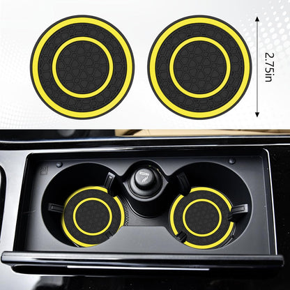 8PCS Car Accessories Set, Leather Car Steering Wheel Cover, Armrest Pad, Seat Belt Cover Pads, Gear Shift & Handbrake Covers, Cup Holder Coasters, Universal Auto Interior Accessories (Yellow)