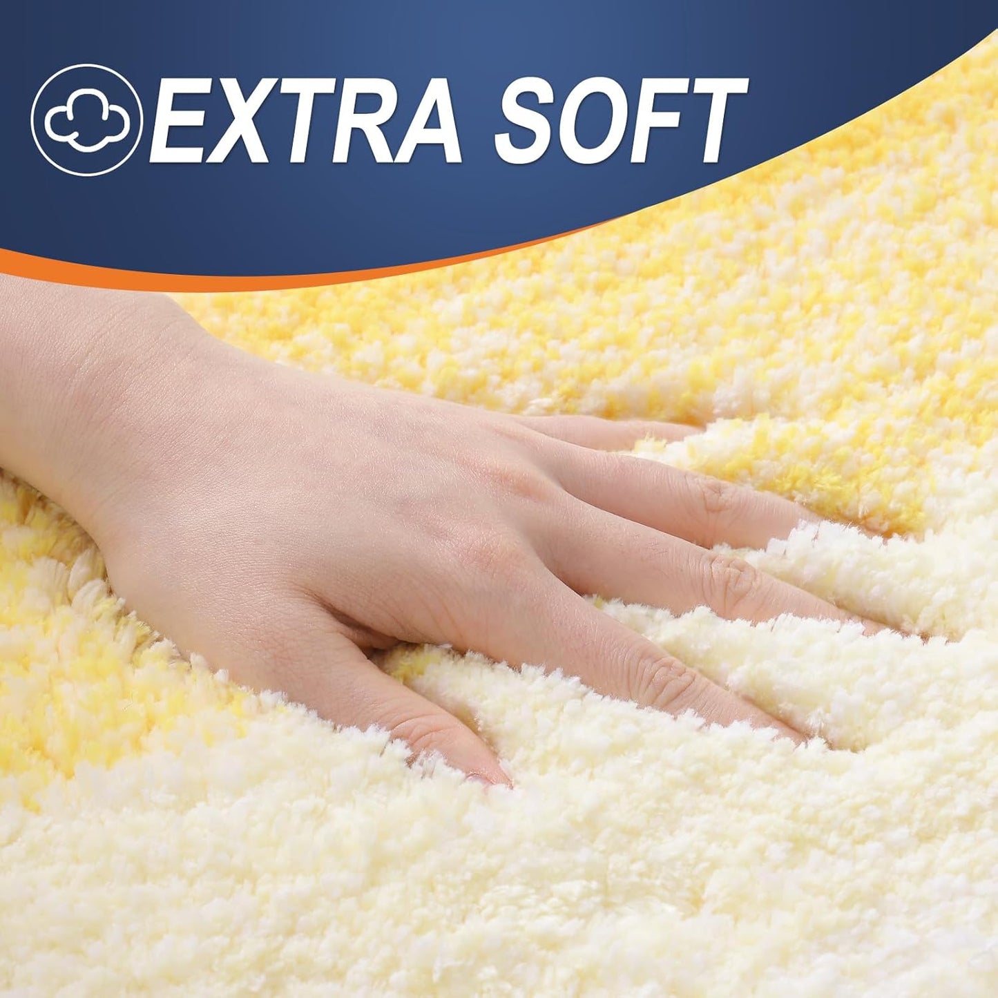 Luxury Toilet Rugs U-Shaped 24x20, Extra Soft and Absorbent Microfiber Bathroom Rugs, Non-Slip Plush Shaggy Bath Mat, Machine Wash Dry, Contour Bathroom Mats for Toilet Base, Yellow
