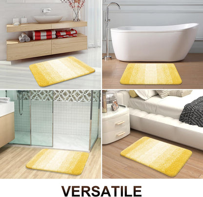 Luxury Toilet Rugs U-Shaped 24x20, Extra Soft and Absorbent Microfiber Bathroom Rugs, Non-Slip Plush Shaggy Bath Mat, Machine Wash Dry, Contour Bathroom Mats for Toilet Base, Yellow