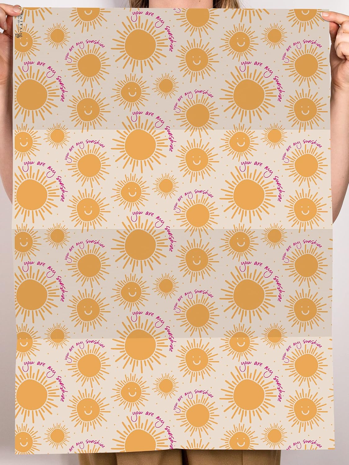 Yellow Wrapping Paper - 'You Are My Sunshine' - 6 Sheets Of Gift Wrap - Summer Sun Gold - For Christmas Holiday Birthday Anniversary - Comes With Fun Stickers