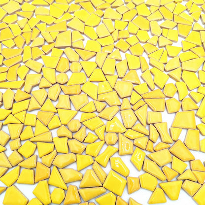 1.1LB Irregular Ceramics Mosaic Tiles, Mosaic Pieces Stones for DIY Mosaic Making Craft Hobby Arts Home Wall Decoration (Yellow)