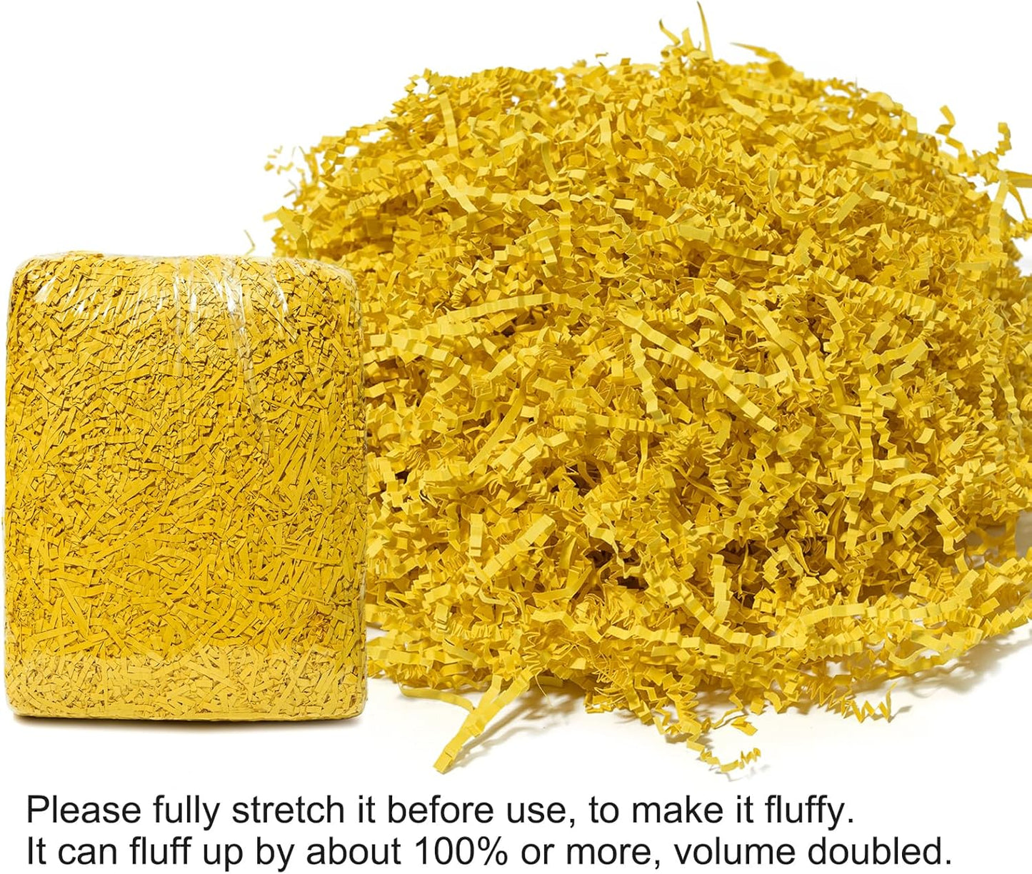 2 LB Crinkle Paper Filler Yellow Shredded Paper for Gift Box | Gift Basket Bag Filler - Grass Cushion Stuffing for Christmas Holiday Gift Wrapping Crinkle Cut Paper Shred Filler