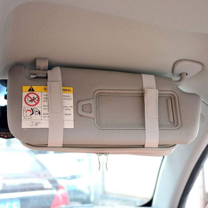 Car Sun Visor Organizer, Multi-Pocket Visor Organizer Storage Pouch for Cars, SUVs & Trucks with Double Zippers, Elastic Bands & Glasses Clip- Organizes Essentials Keep Tidy (Beige Light Yellow)