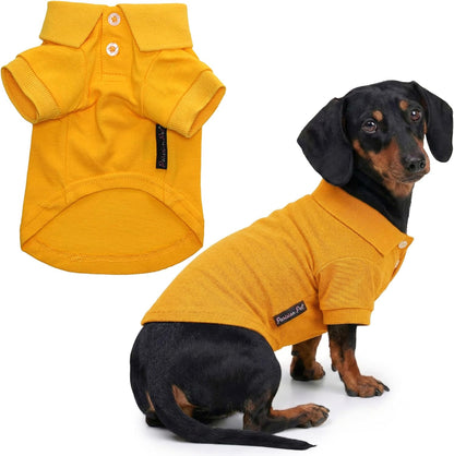Dog Polo Shirt – Classic Yellow Cotton Pet Apparel with Collar & Buttons, Soft Breathable Puppy T-Shirt - Cute Dog Clothes - Ideal Summer Clothes for Large Dogs - Shirts for Dogs Boy Girl