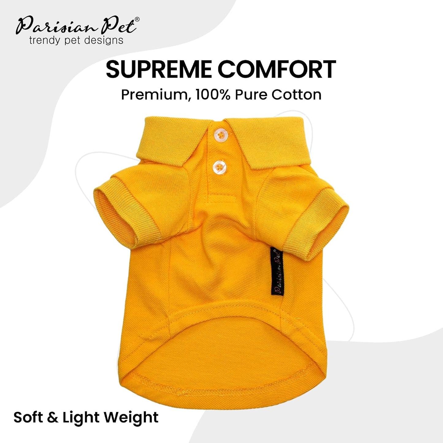 Dog Polo Shirt – Classic Yellow Cotton Pet Apparel with Collar & Buttons, Soft Breathable Puppy T-Shirt - Cute Dog Clothes - Ideal Summer Clothes for Large Dogs - Shirts for Dogs Boy Girl
