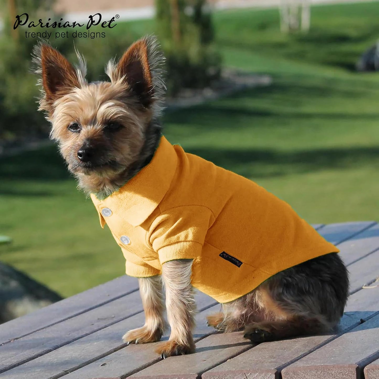 Dog Polo Shirt – Classic Yellow Cotton Pet Apparel with Collar & Buttons, Soft Breathable Puppy T-Shirt - Cute Dog Clothes - Ideal Summer Clothes for Large Dogs - Shirts for Dogs Boy Girl