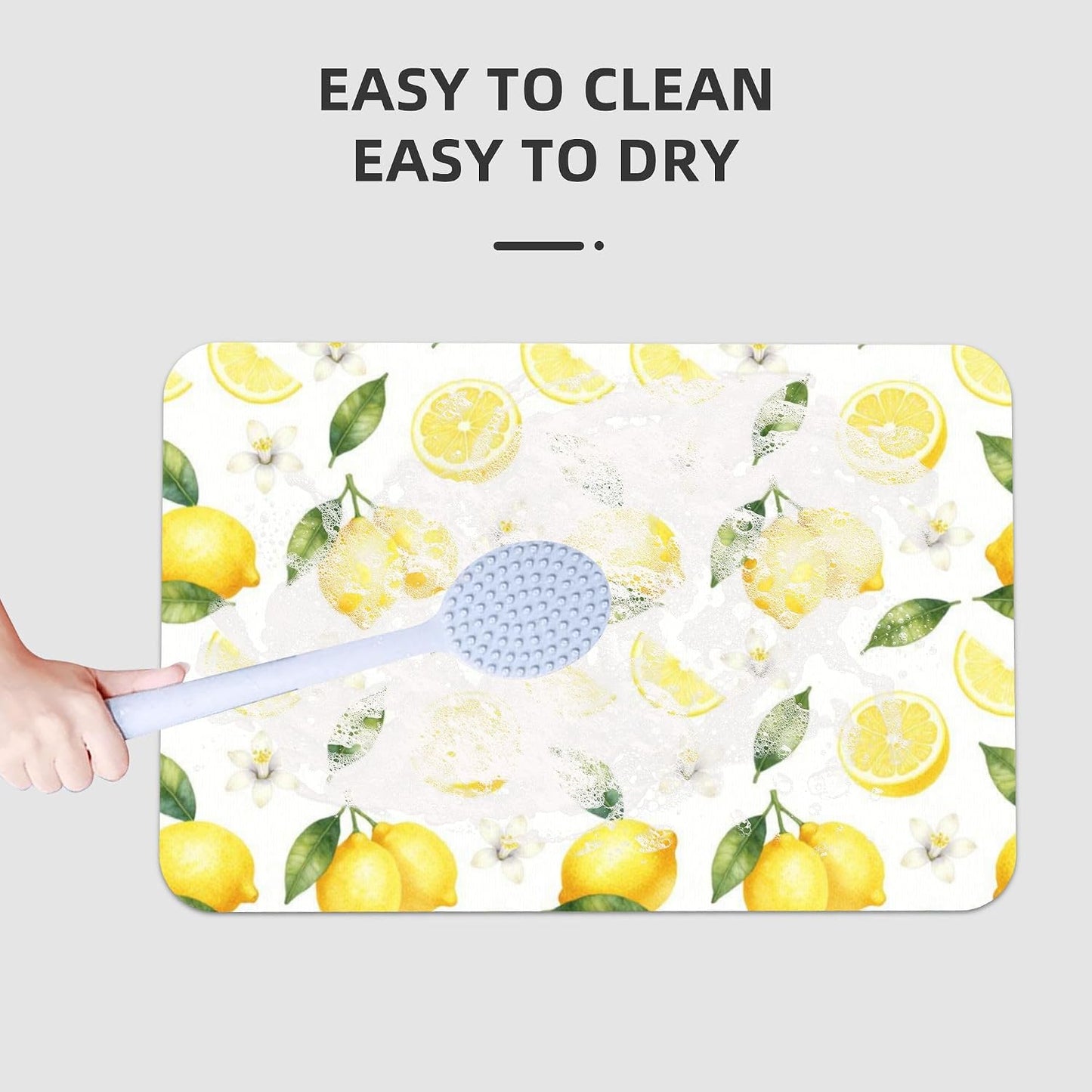 Lemon Bath Mat,Summer Fresh Fruit & Flower Bathroom Floor Mat, Absorbent Quick Dry Soft Flannel Bath Mat for Bathroom Kitchen-24x36 Inch