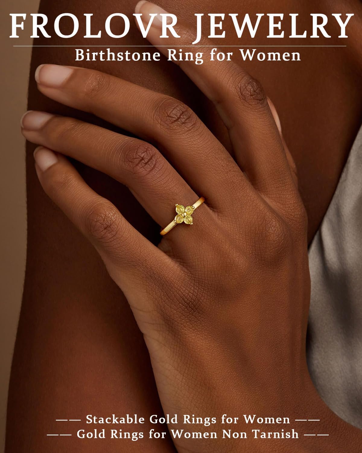 Birthstone Gold Rings for Women Non Tarnish 14K Gold Plated Clover Stackable Rings Blue Purple Pink Green Emerald Ring Gemstone CZ Promise Engagement Ring for Jewelry Gift Birthday Size 6-10