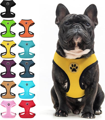 Small Dog Harness, No Pull Step-in Puppy Pet Vest, Yellow | Soft Light Breathable Air Mesh Puppy Harnesses, Easy on,Adjustable for Dogs and Cats,Easy Walking,Running,Training,Medium