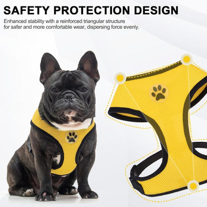 Small Dog Harness, No Pull Step-in Puppy Pet Vest, Yellow | Soft Light Breathable Air Mesh Puppy Harnesses, Easy on,Adjustable for Dogs and Cats,Easy Walking,Running,Training,Medium