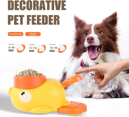 Duck-Shaped Dog Slow Feeder Puzzle Toy - 2-in-1 Interactive Dog Toys,Pets Treat Food Dispenser, Treat Dispensing Enrichment Toys for Dogs - IQ Training for Smart Puppies Play Together Yellow
