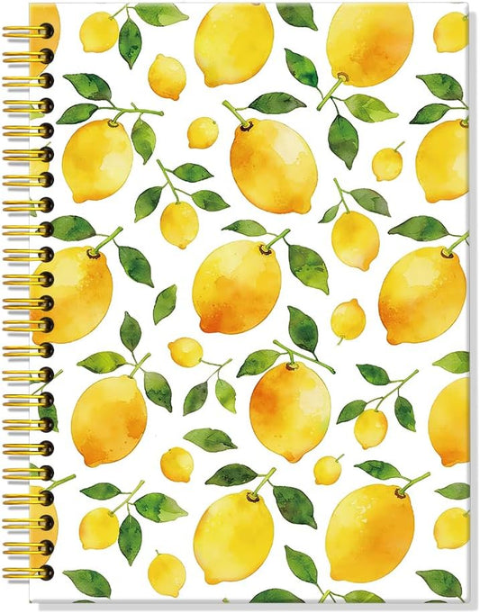 Watercolor Lemons Hardcover 160 Pages Lined Spiral Notebook, Funny Journal Gifts for Her Women Lemon Lovers, Ruled Notebook for Coworker Nurse Maneger, Teammate Work Notebooks Gifts